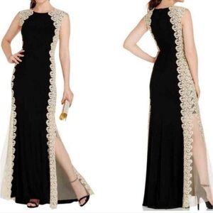 Xscape Black and Champagne Lace Gown